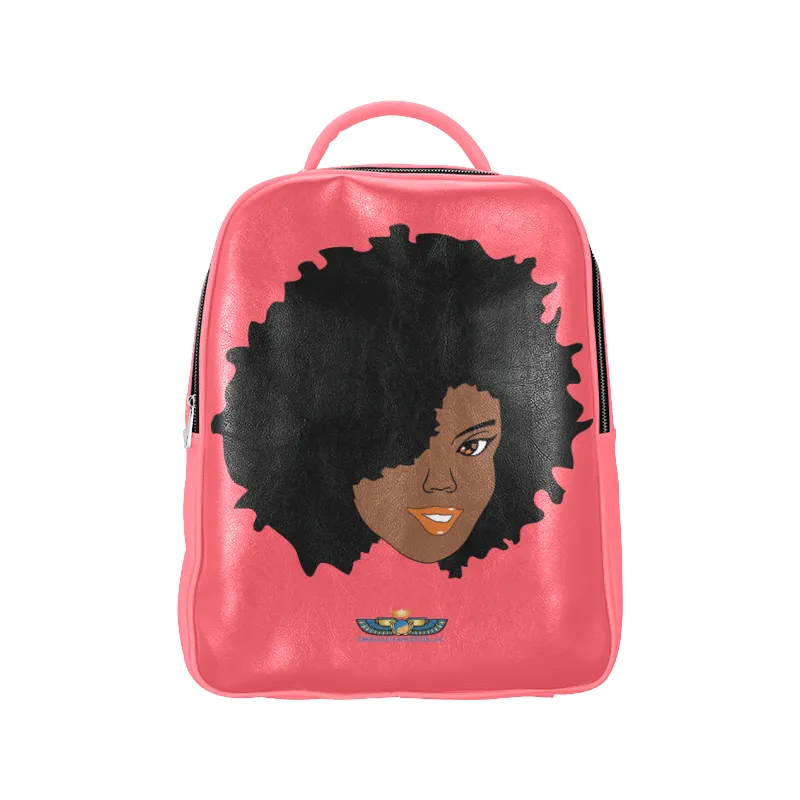 Plush Afro Diva Leather Bookbag