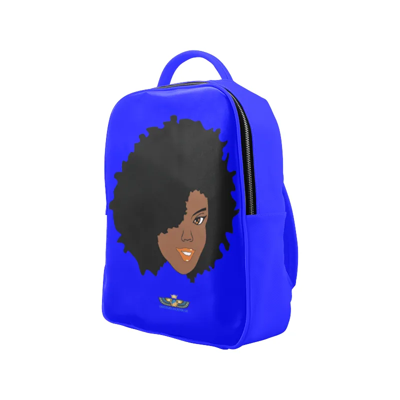 Plush Afro Diva Leather Bookbag