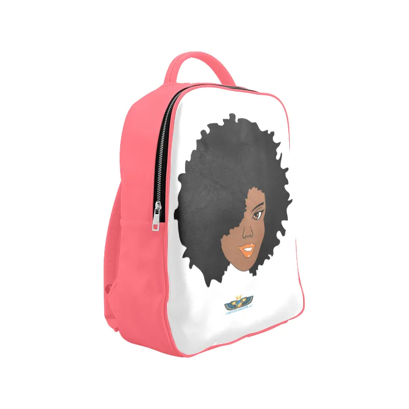 Plush Afro Diva Leather Bookbag