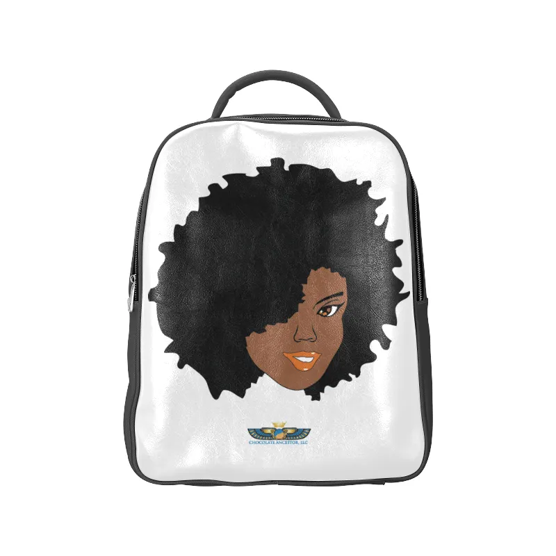 Plush Afro Diva Leather Bookbag