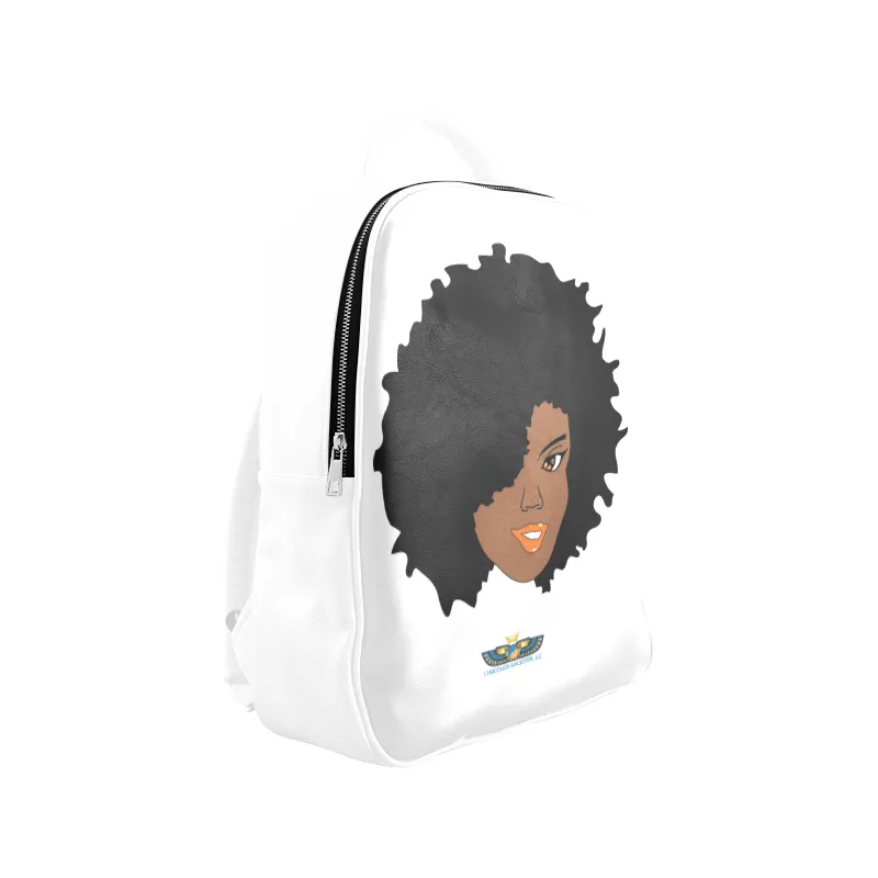 Plush Afro Diva Leather Bookbag