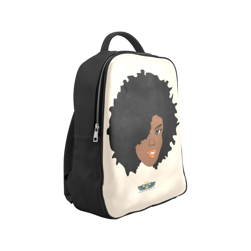 Plush Afro Diva Leather Bookbag