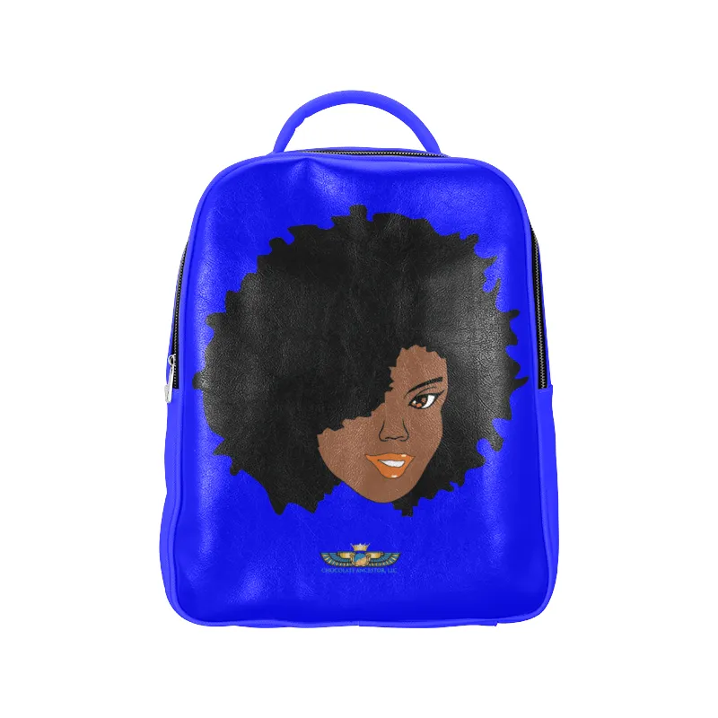 Plush Afro Diva Leather Bookbag