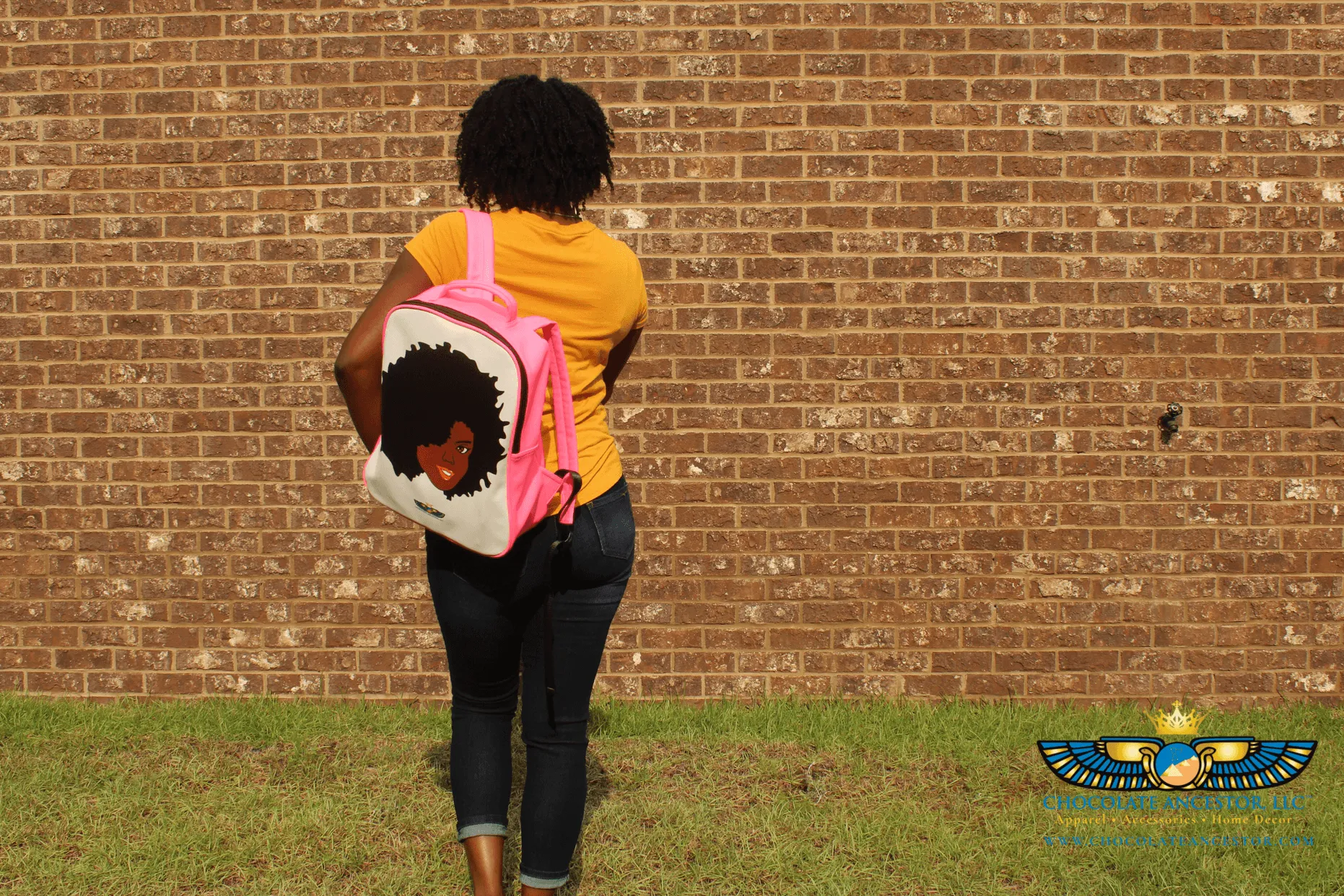 Plush Afro Diva Leather Bookbag