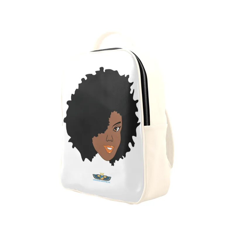 Plush Afro Diva Leather Bookbag