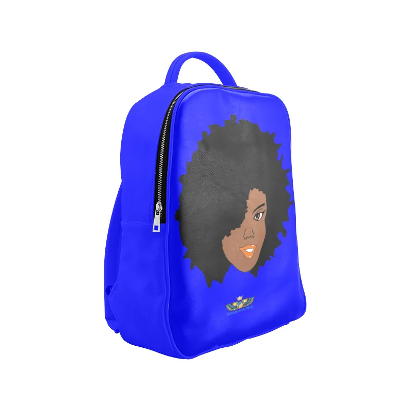 Plush Afro Diva Leather Bookbag