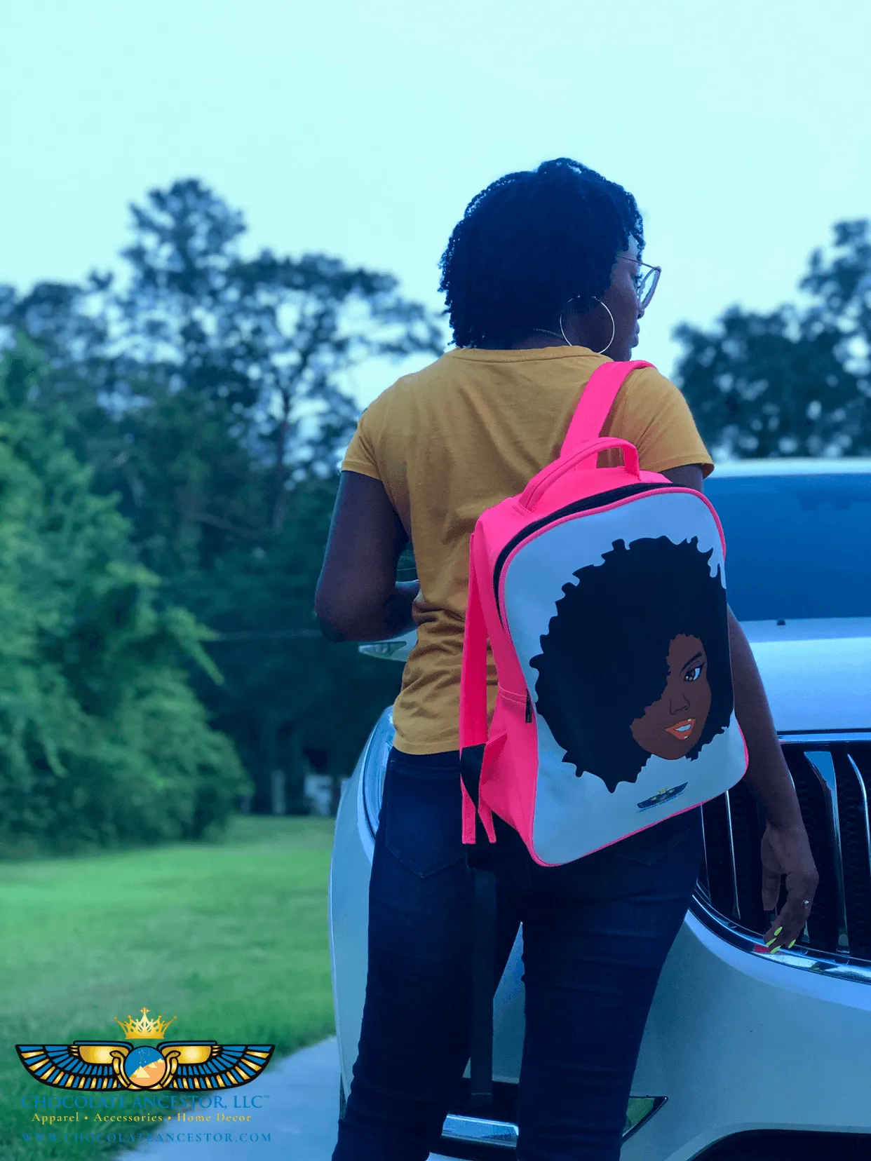 Plush Afro Diva Leather Bookbag
