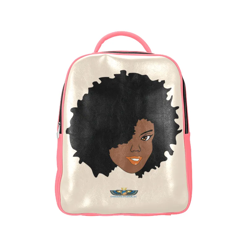 Plush Afro Diva Leather Bookbag
