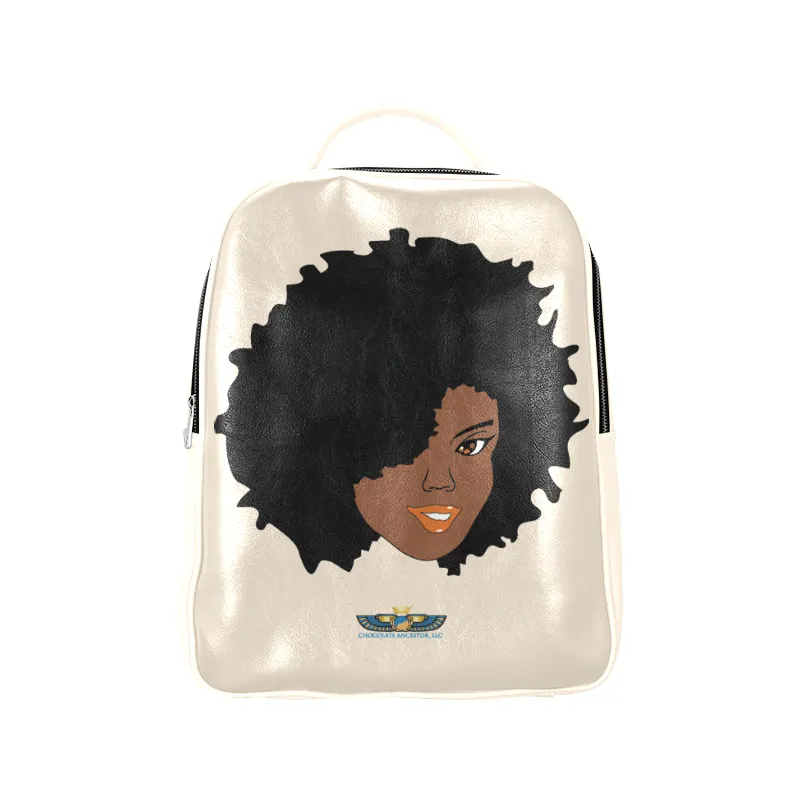 Plush Afro Diva Leather Bookbag