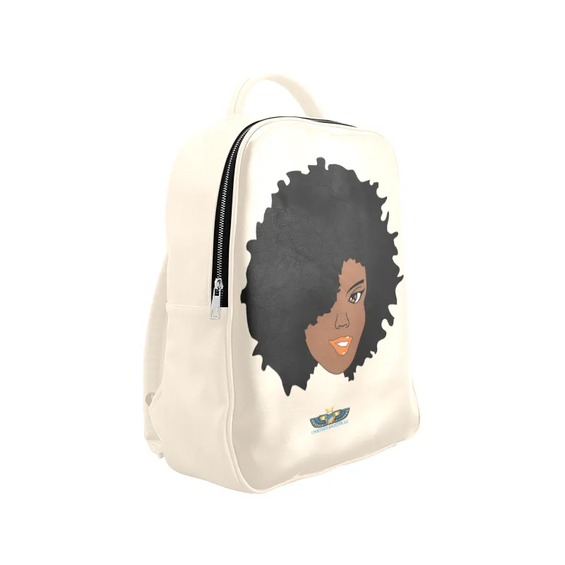 Plush Afro Diva Leather Bookbag