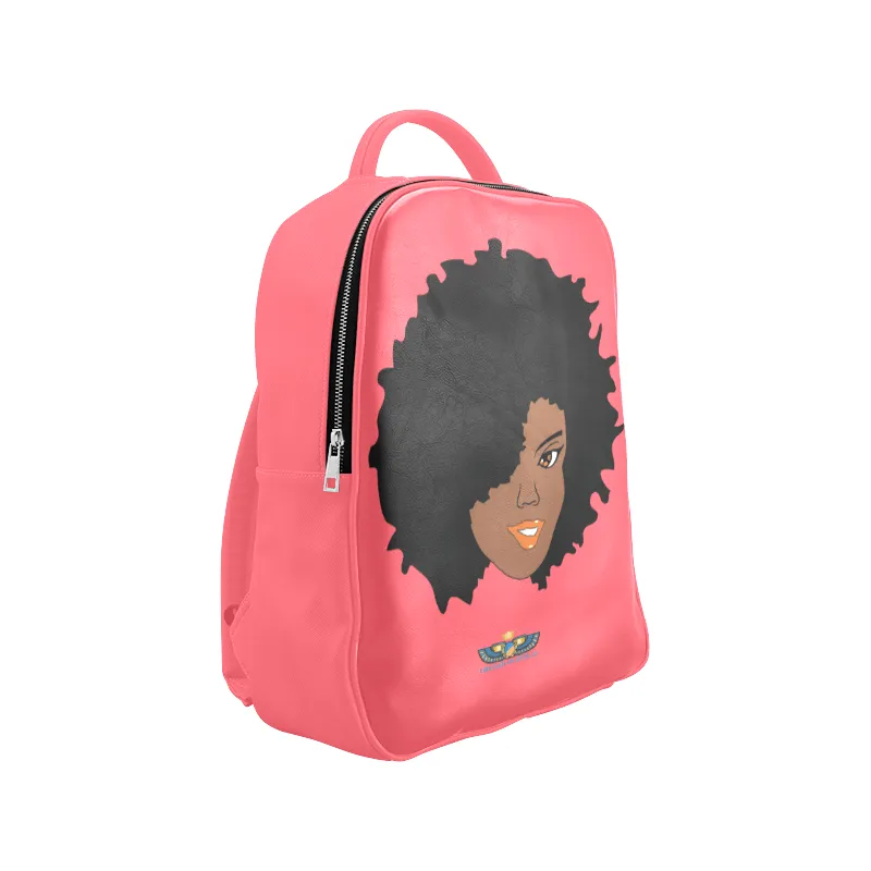 Plush Afro Diva Leather Bookbag