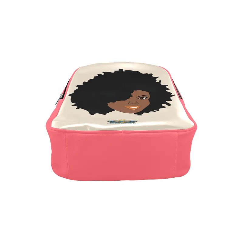 Plush Afro Diva Leather Bookbag