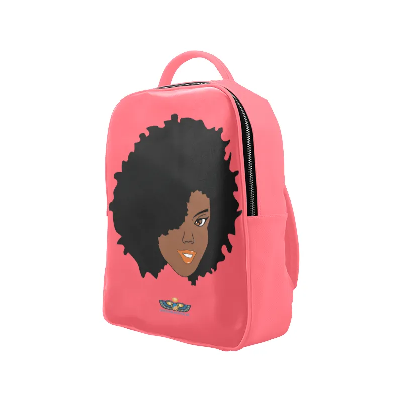 Plush Afro Diva Leather Bookbag