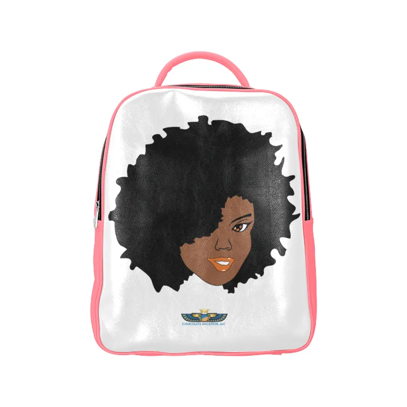 Plush Afro Diva Leather Bookbag