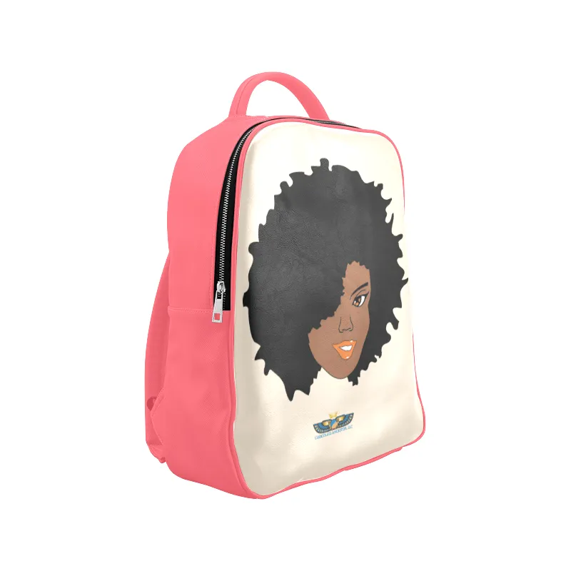 Plush Afro Diva Leather Bookbag