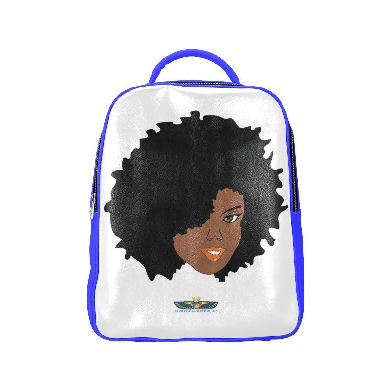 Plush Afro Diva Leather Bookbag