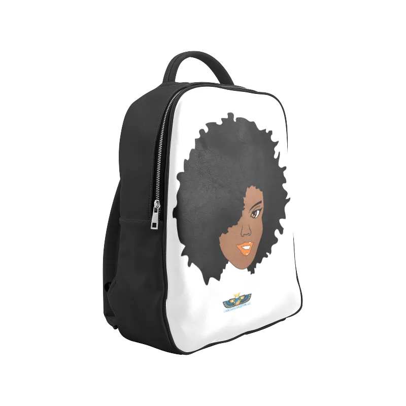 Plush Afro Diva Leather Bookbag