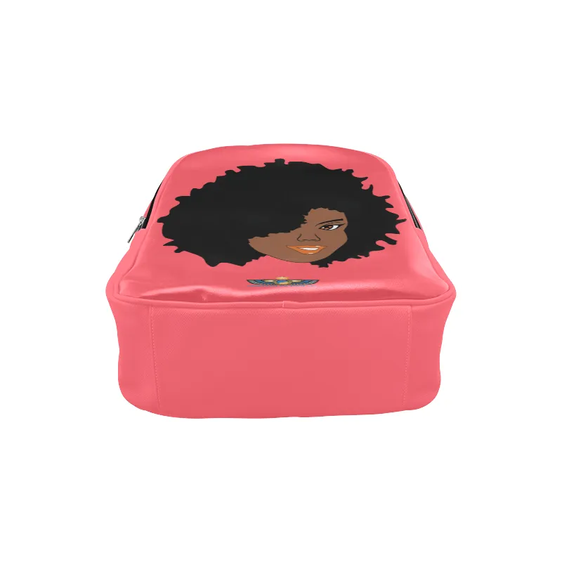 Plush Afro Diva Leather Bookbag