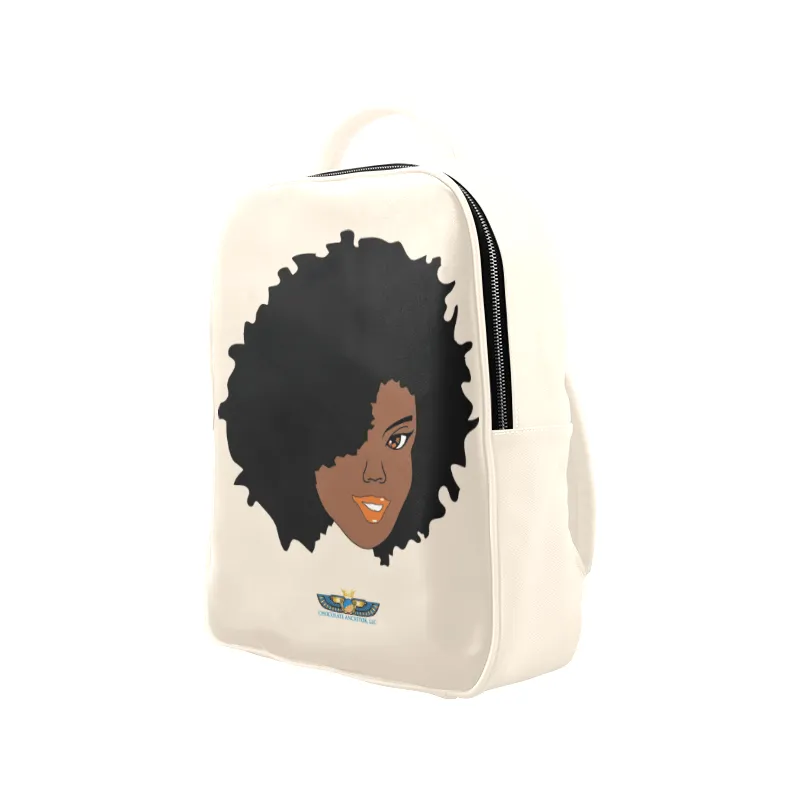 Plush Afro Diva Leather Bookbag
