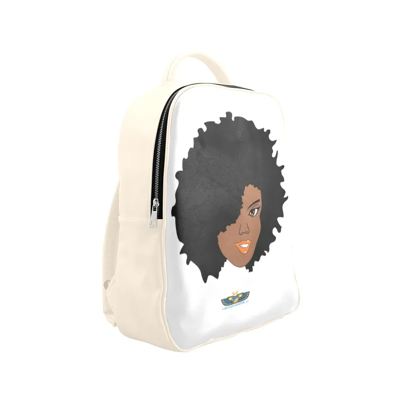 Plush Afro Diva Leather Bookbag