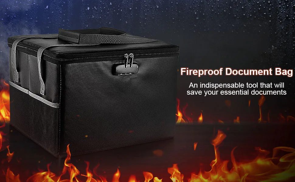 Portable Fireproof Document Organizer - Fireproof Hanging File Holder and Important File Storage Box