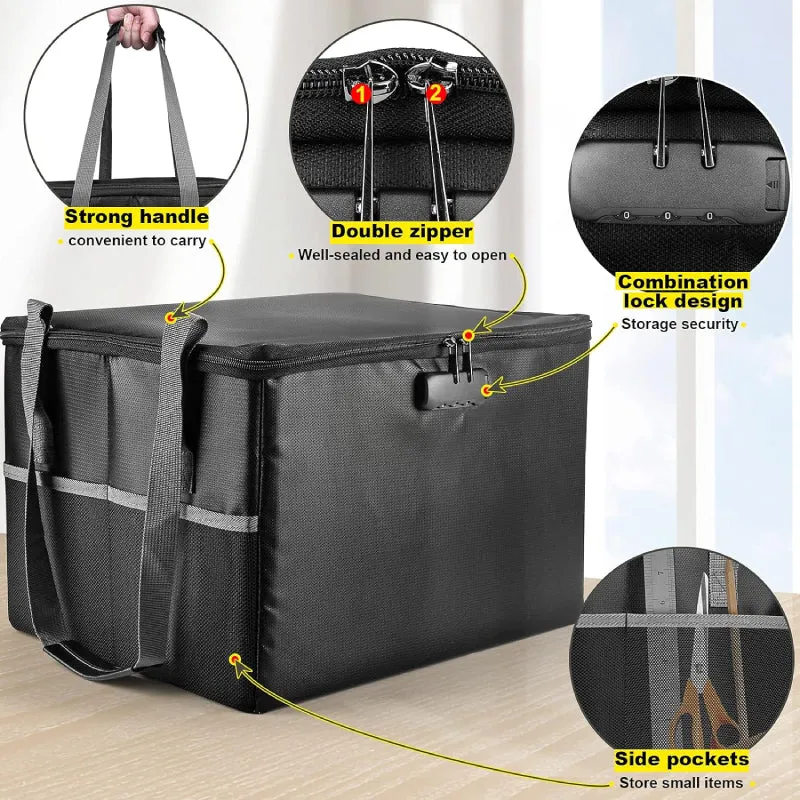 Portable Fireproof Document Organizer - Fireproof Hanging File Holder and Important File Storage Box