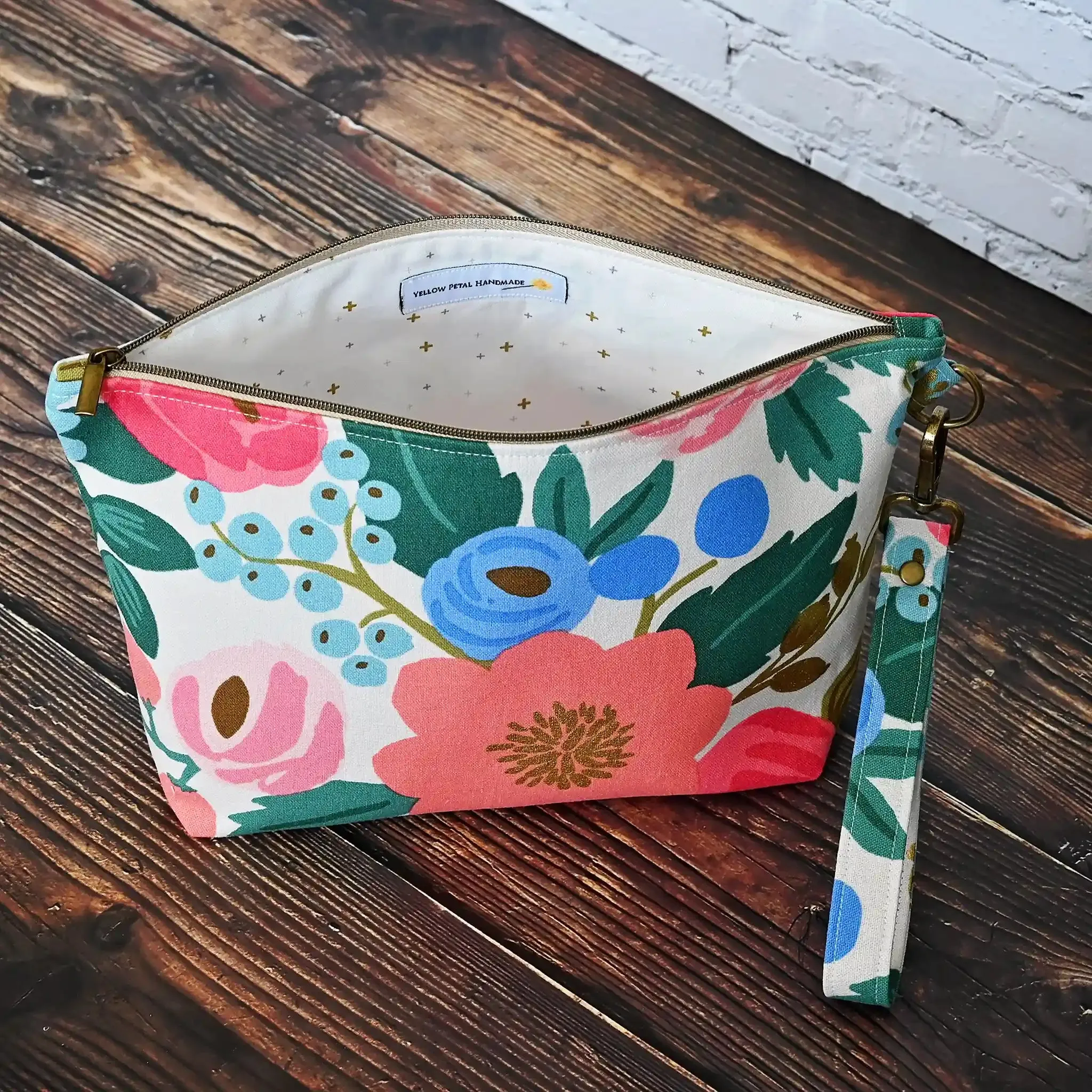 Pretty Canvas Zippered Sock Project Bag in Rifle Paper Co's Antique Garden