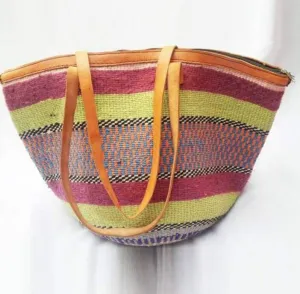 Red stripped handmade African handbag kiondo/ kyondo with free shipping world wide