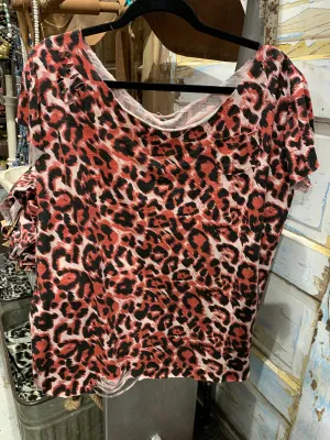 Rip Distressed Tee - Red Leopard