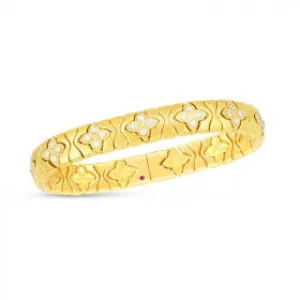 ROBERTO COIN 18K ROYAL PRINCESS FLOWER NARROW BRACELET WHITE DIAMONDS - 18K YELLOW GOLD