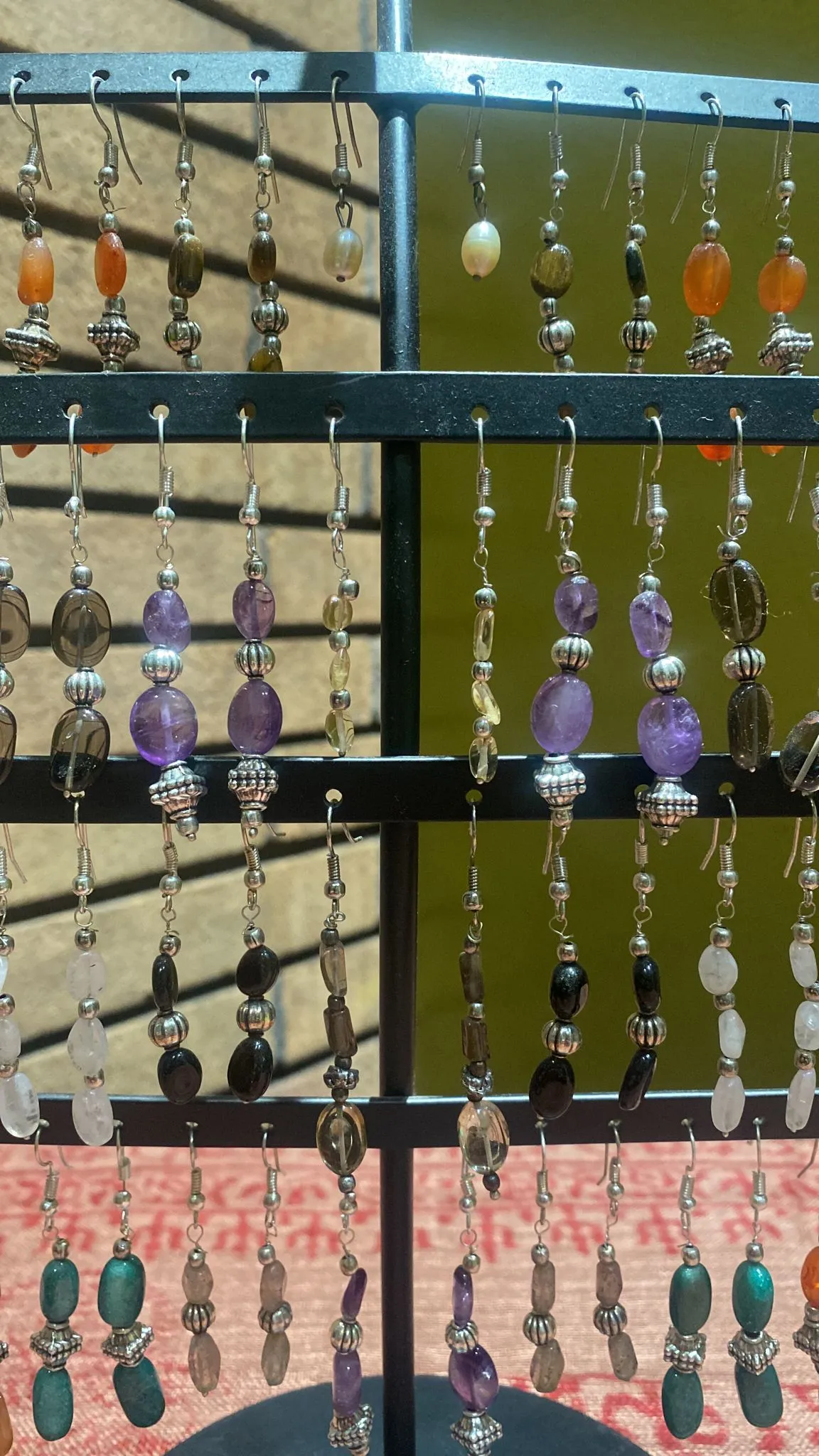 Semi-Precious Stone Oval Crystal Earrings (Assorted)