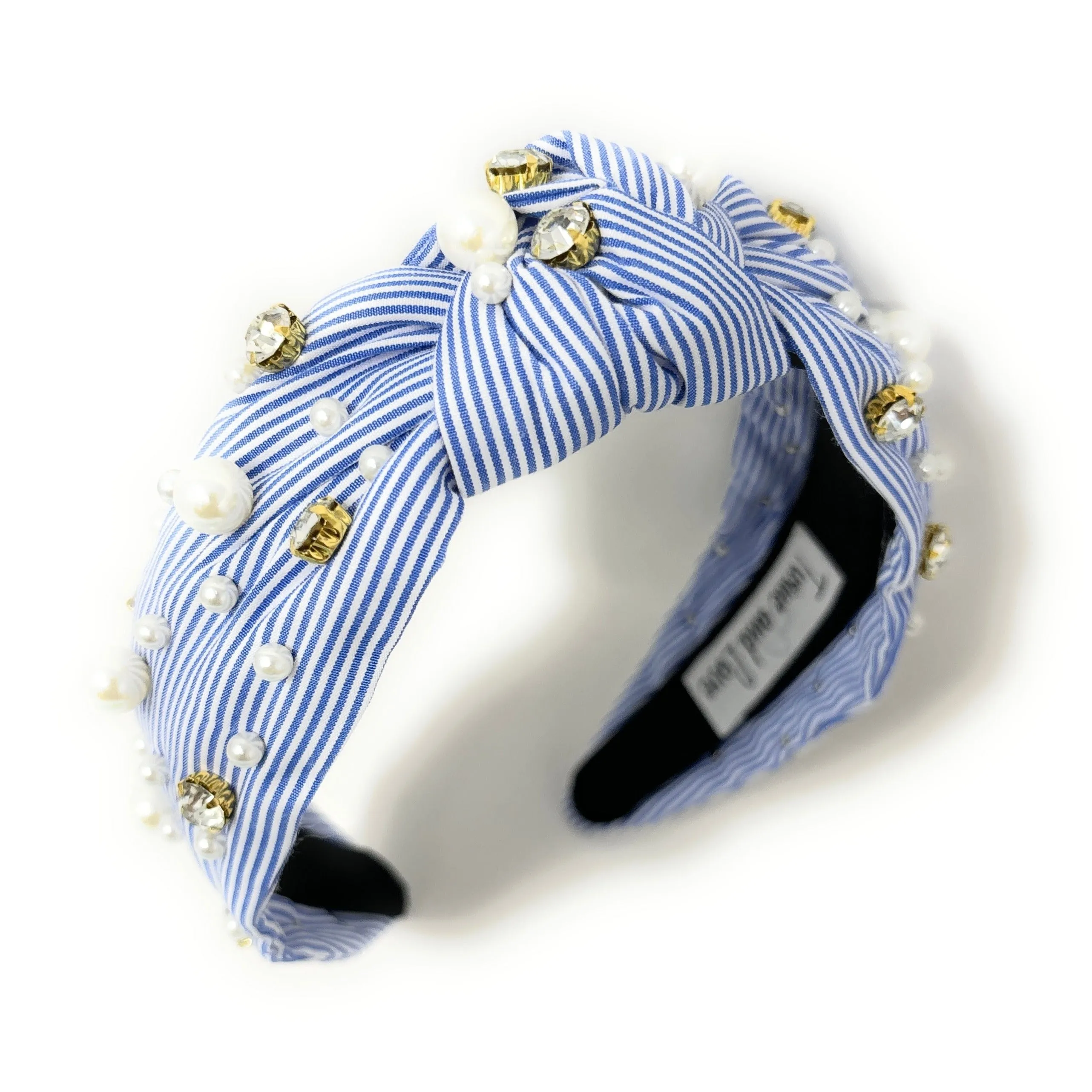 Sky Blue Striped Knot Headband