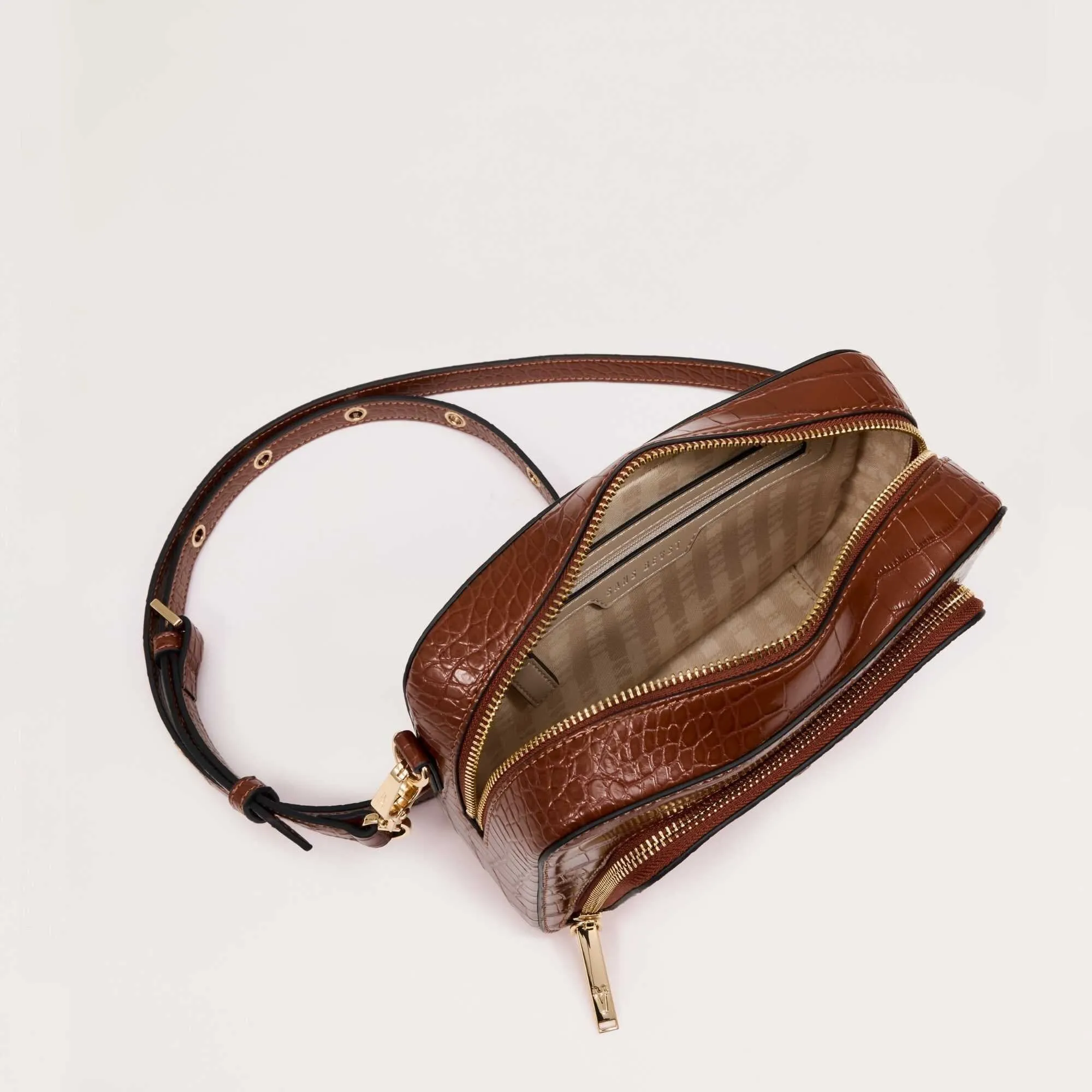 Sojourn Crossbody - Mahogany Croco