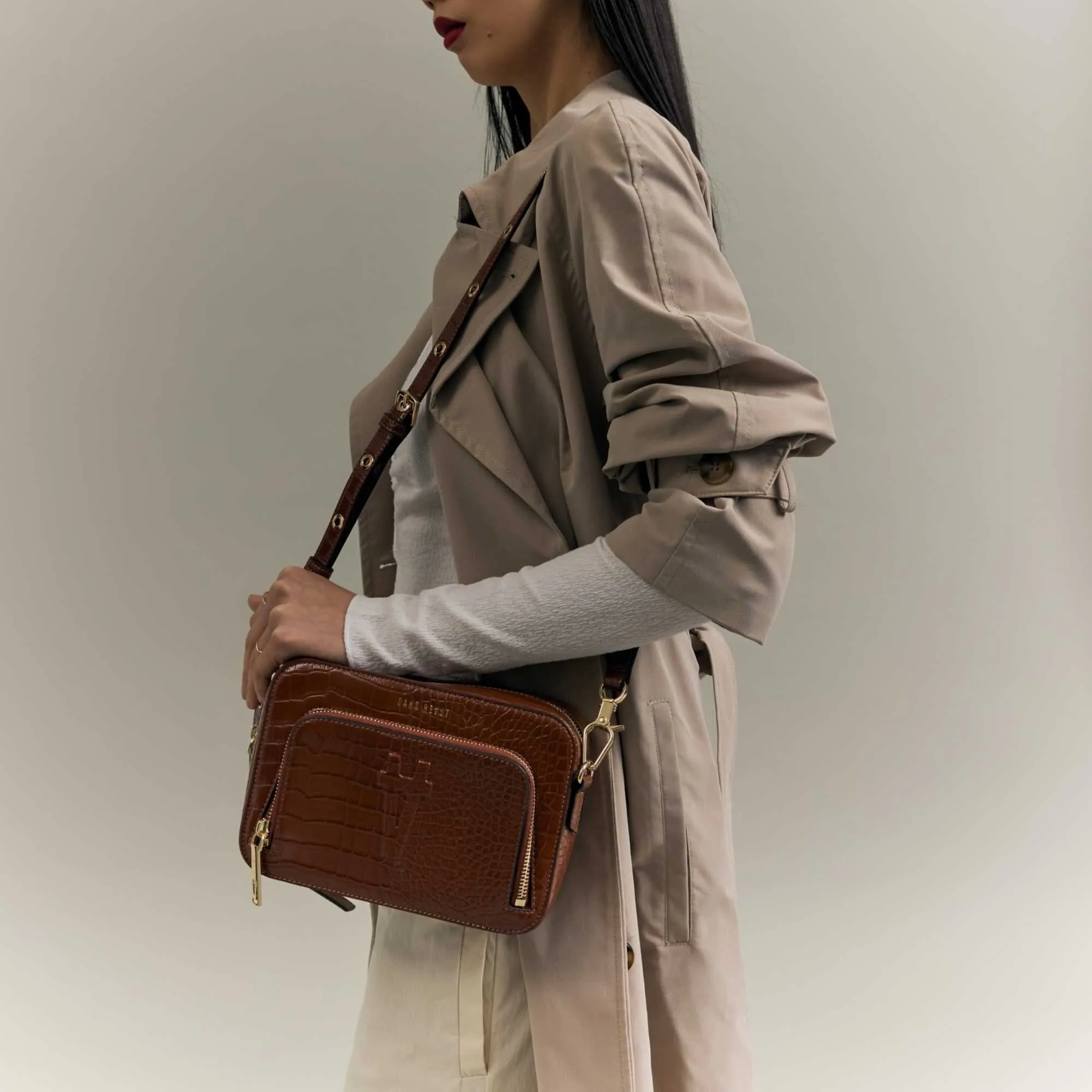 Sojourn Crossbody - Mahogany Croco
