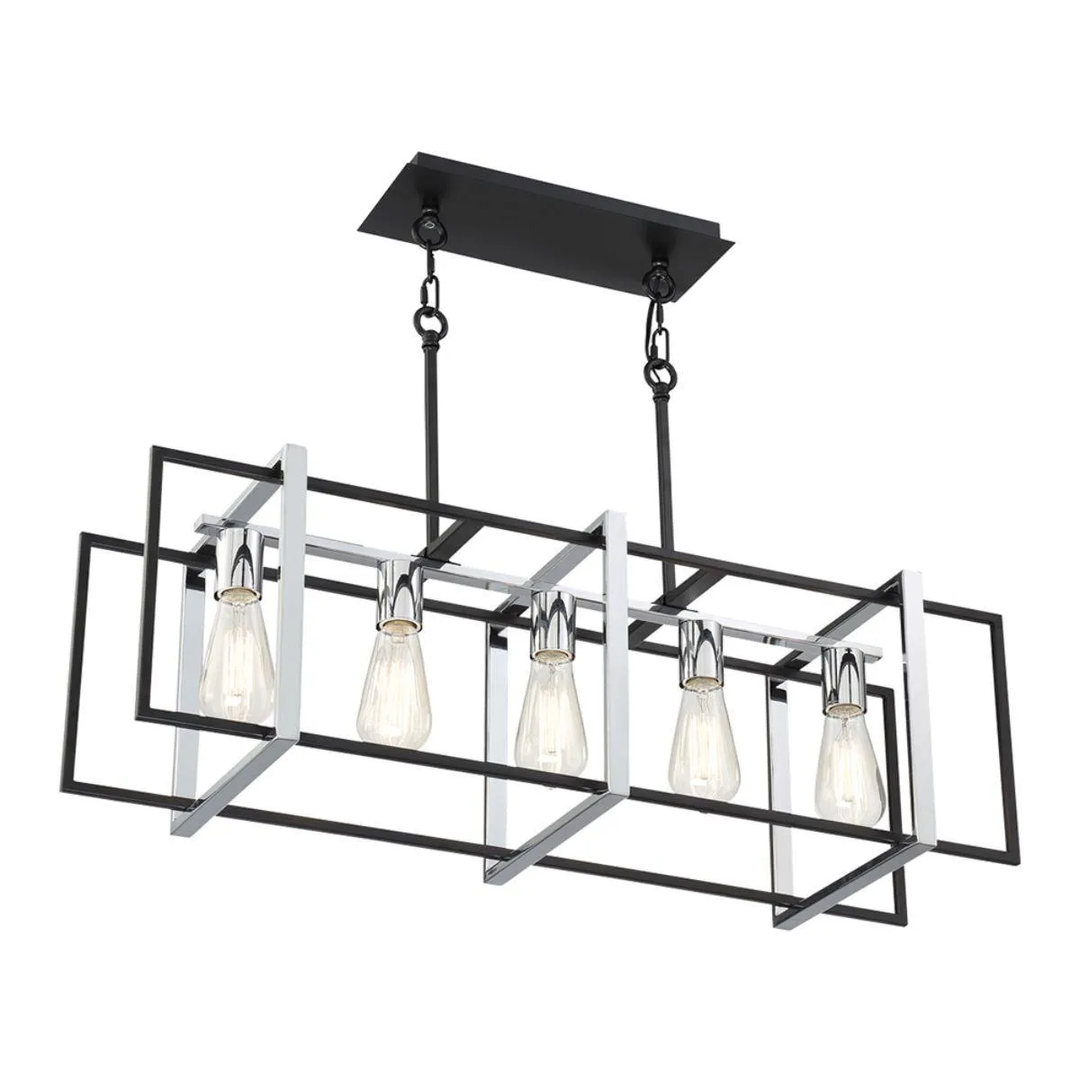Stafford 32 in. 5 Lights Chandelier Chrome & Black finish