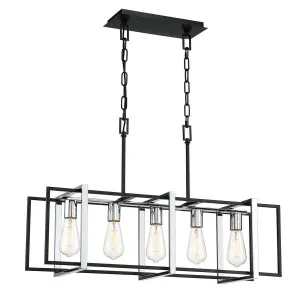 Stafford 32 in. 5 Lights Chandelier Chrome & Black finish