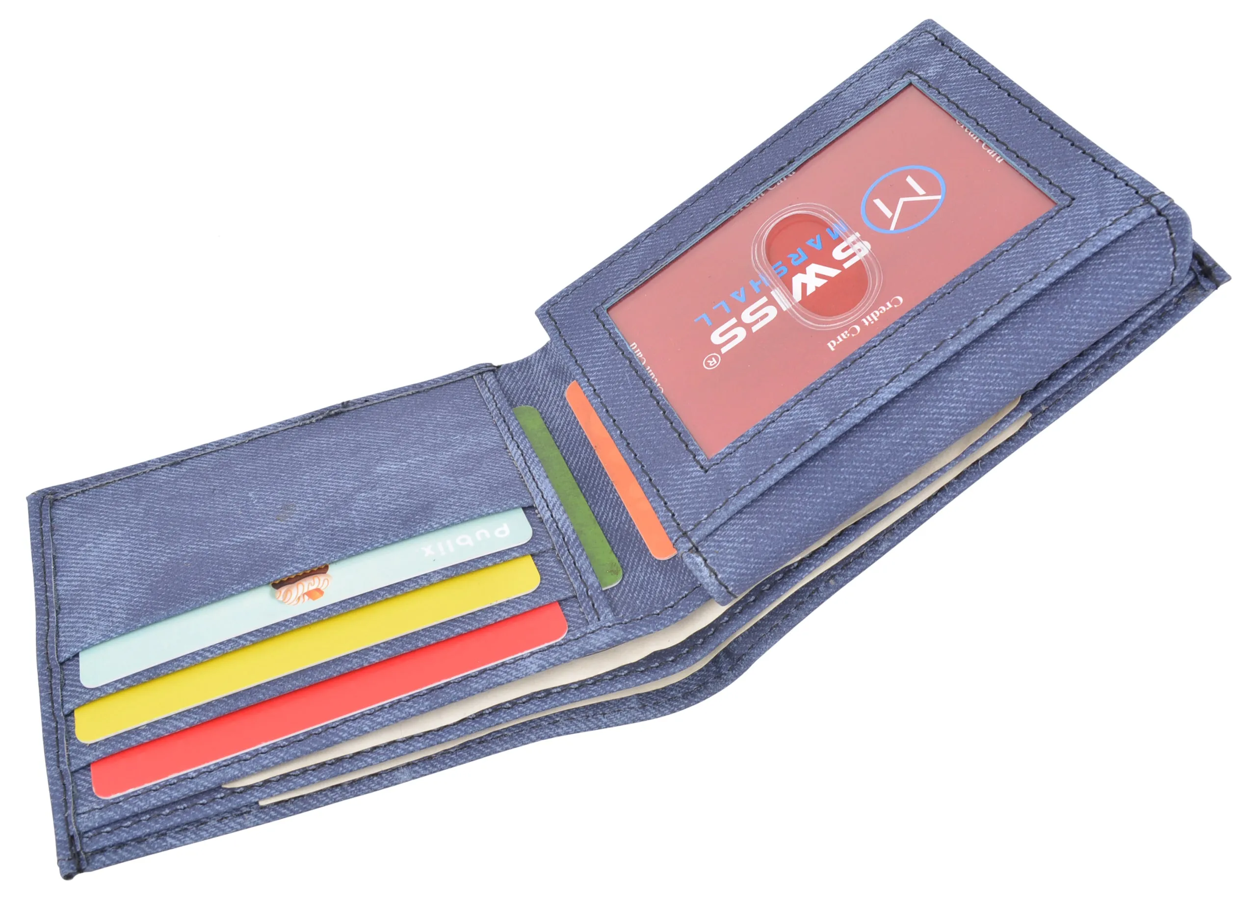 Swiss Marshall RFID Blocking Men's Vegan Leather 2 ID Windows Bifold Wallet