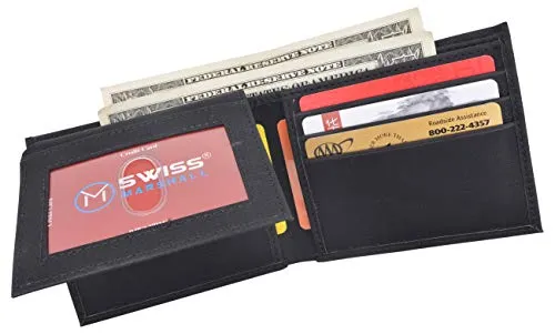 Swiss Marshall RFID Blocking Men's Vegan Leather 2 ID Windows Bifold Wallet