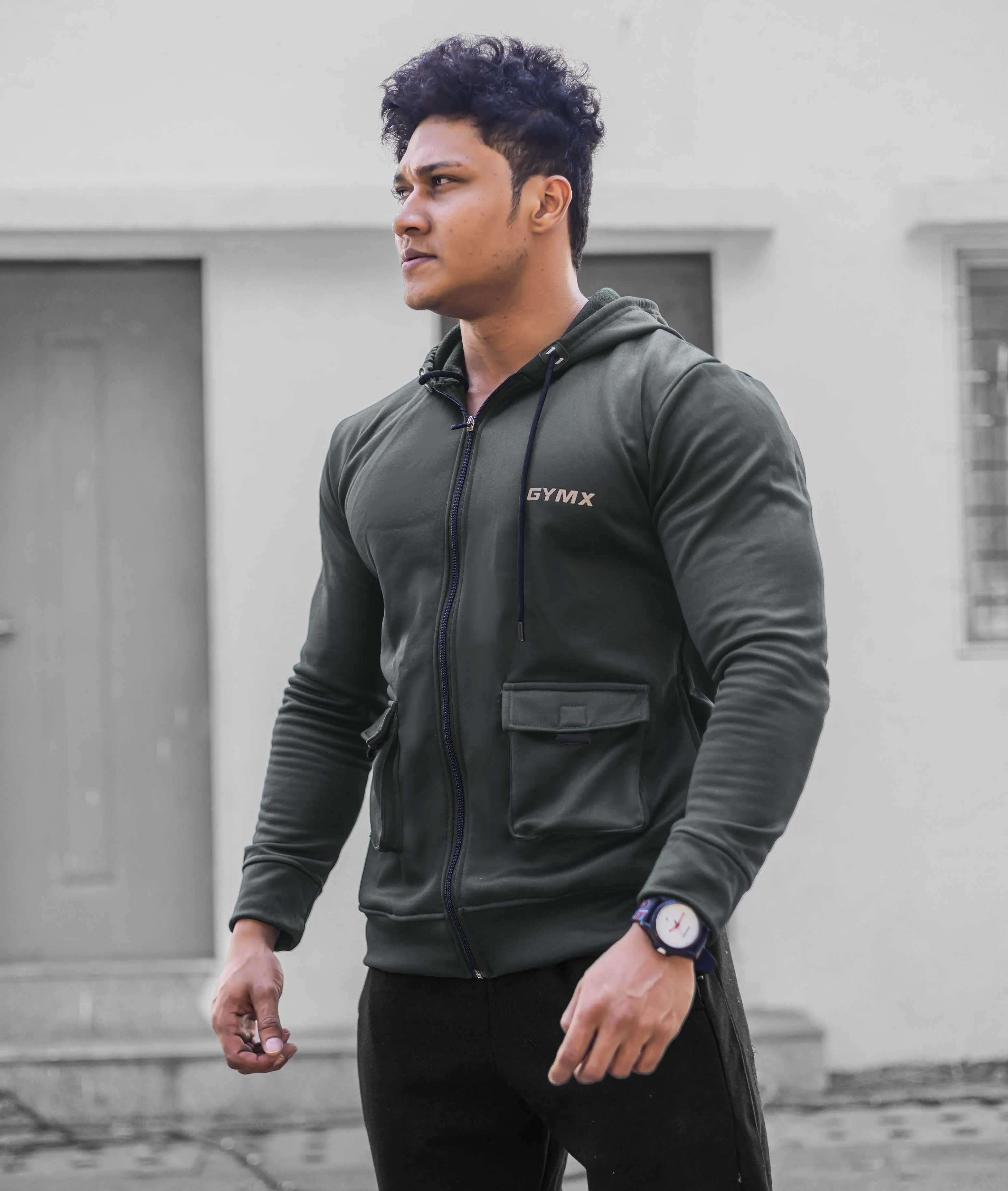 Ultimate Cargo Hoodie: Greenish Grey (4 Pockets)