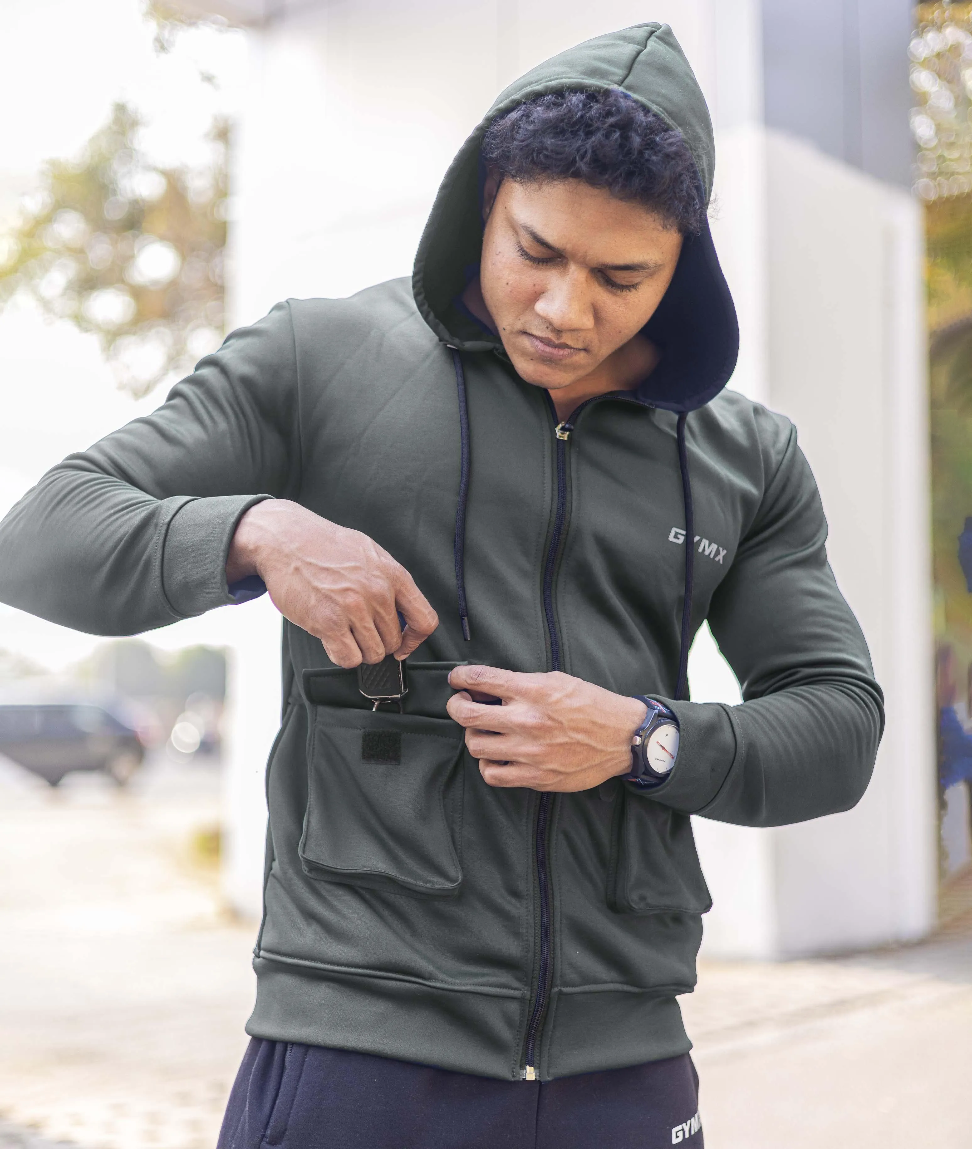 Ultimate Cargo Hoodie: Greenish Grey (4 Pockets)