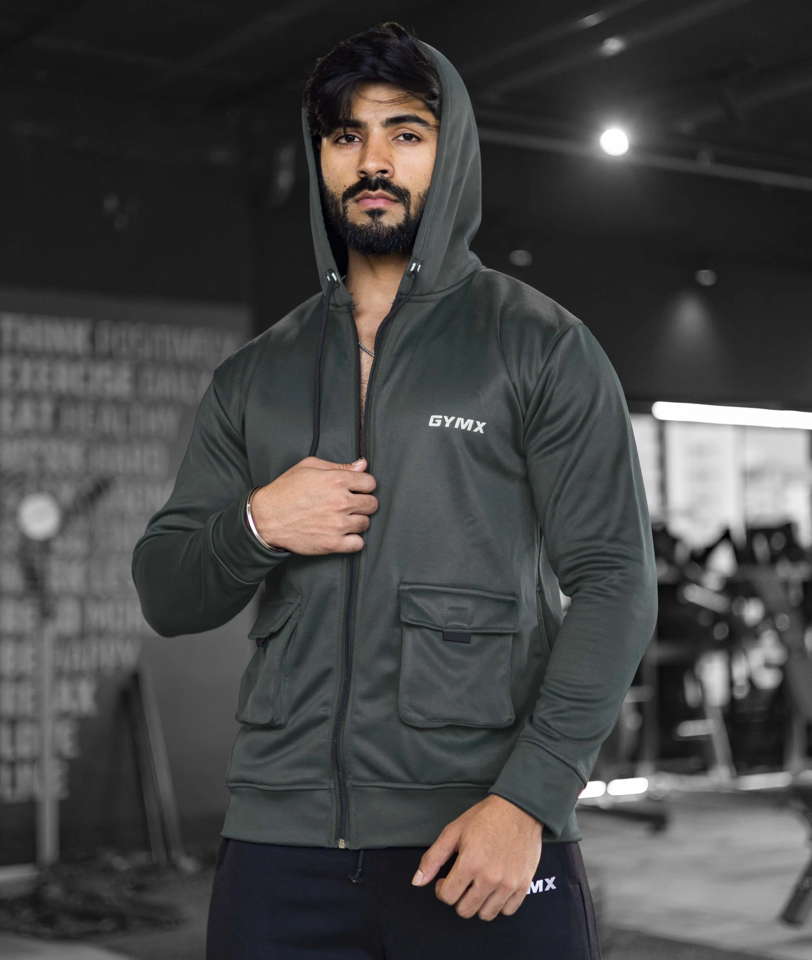 Ultimate Cargo Hoodie: Greenish Grey (4 Pockets)