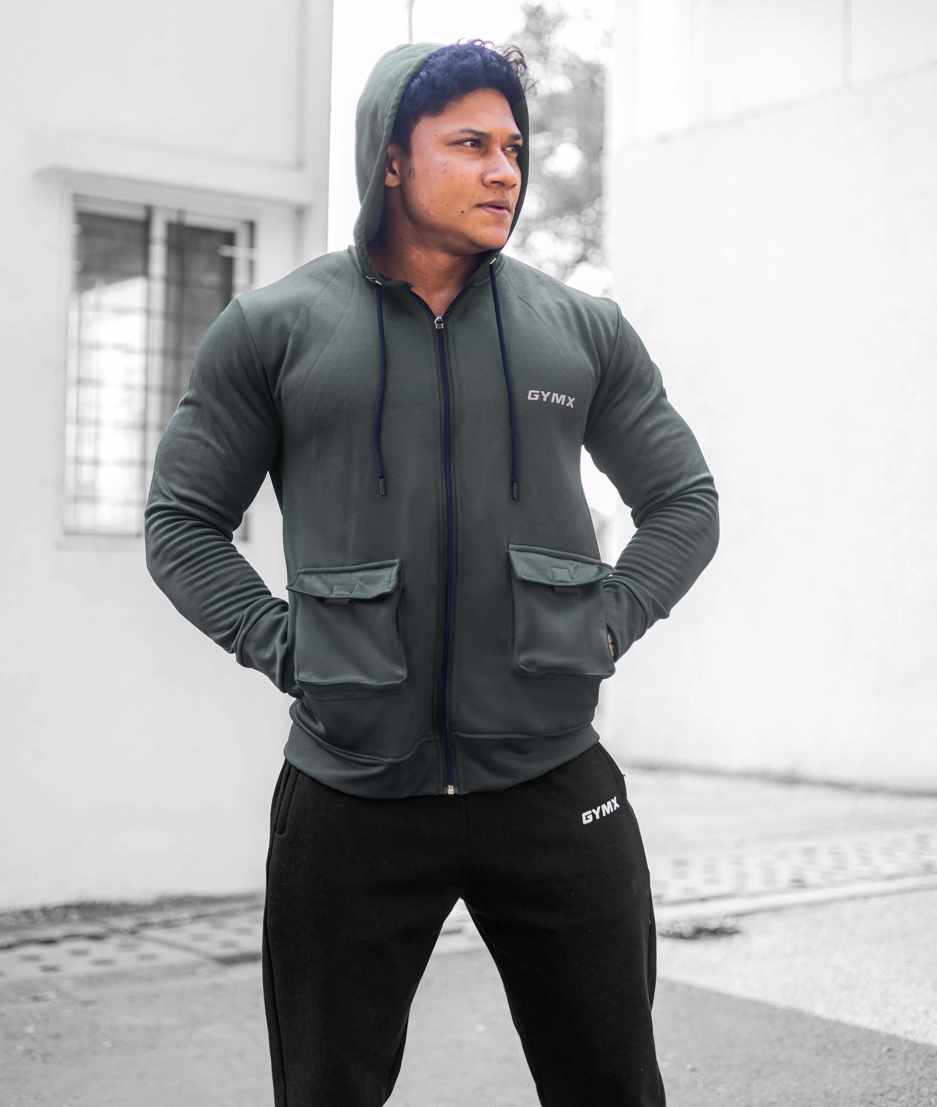 Ultimate Cargo Hoodie: Greenish Grey (4 Pockets)