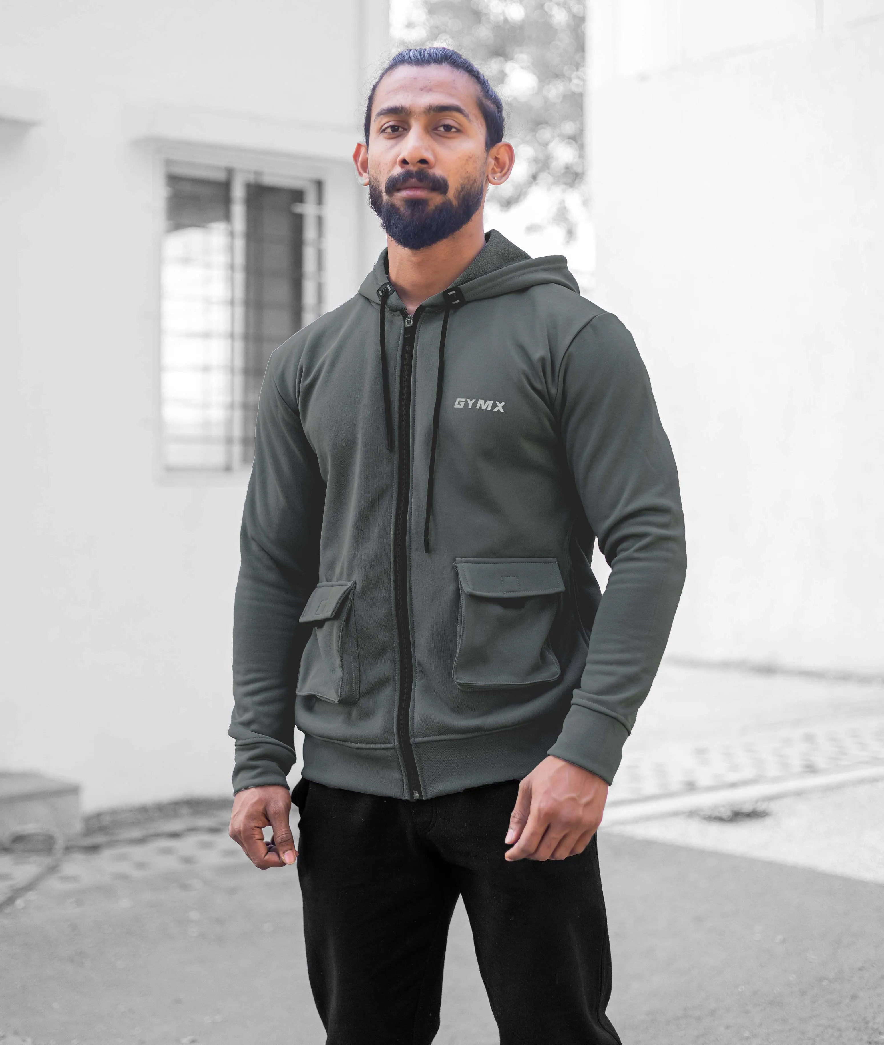 Ultimate Cargo Hoodie: Greenish Grey (4 Pockets)
