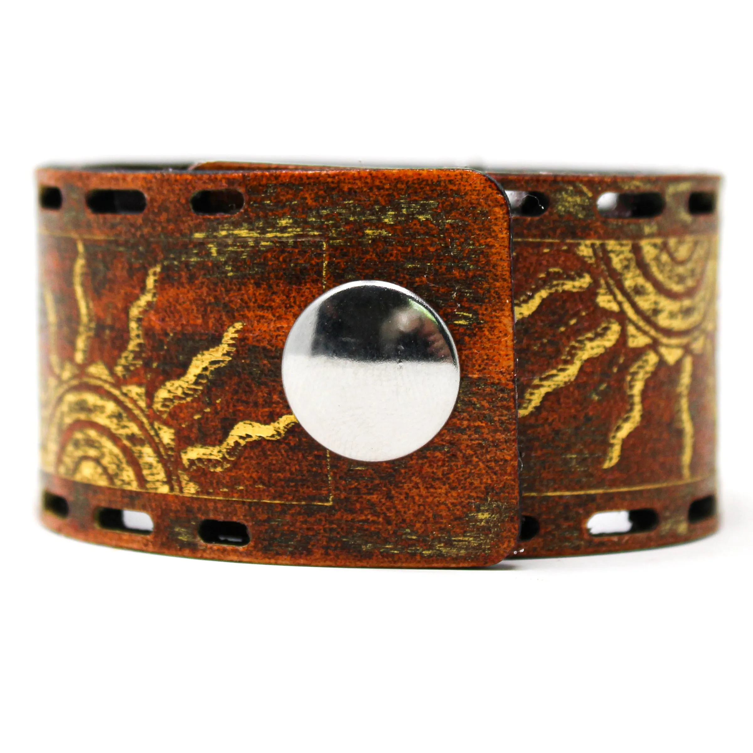 Unisex Leather Cuff - Tribal Suns Cuff