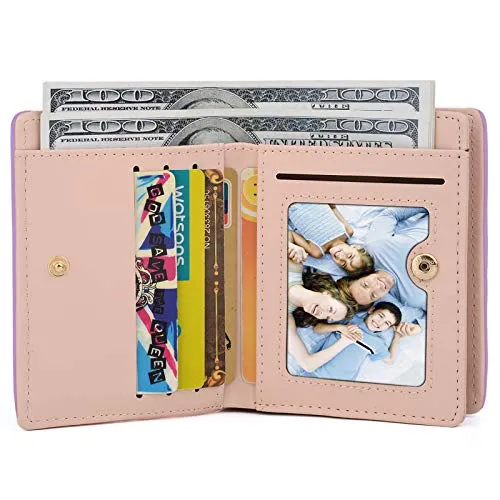 UTO Women PU Leather Small Wallet Cat Pendant Card Phone Holder Zipper Coin Purse Zoey Light Purple