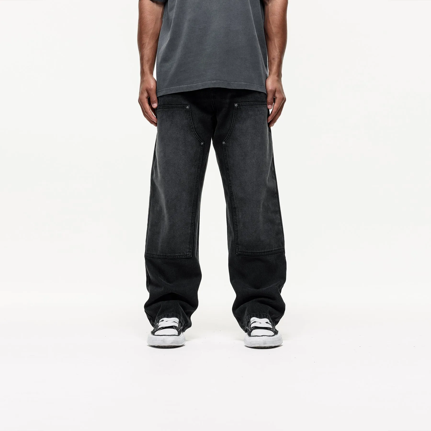 Washed Black Traipes Denim Jean