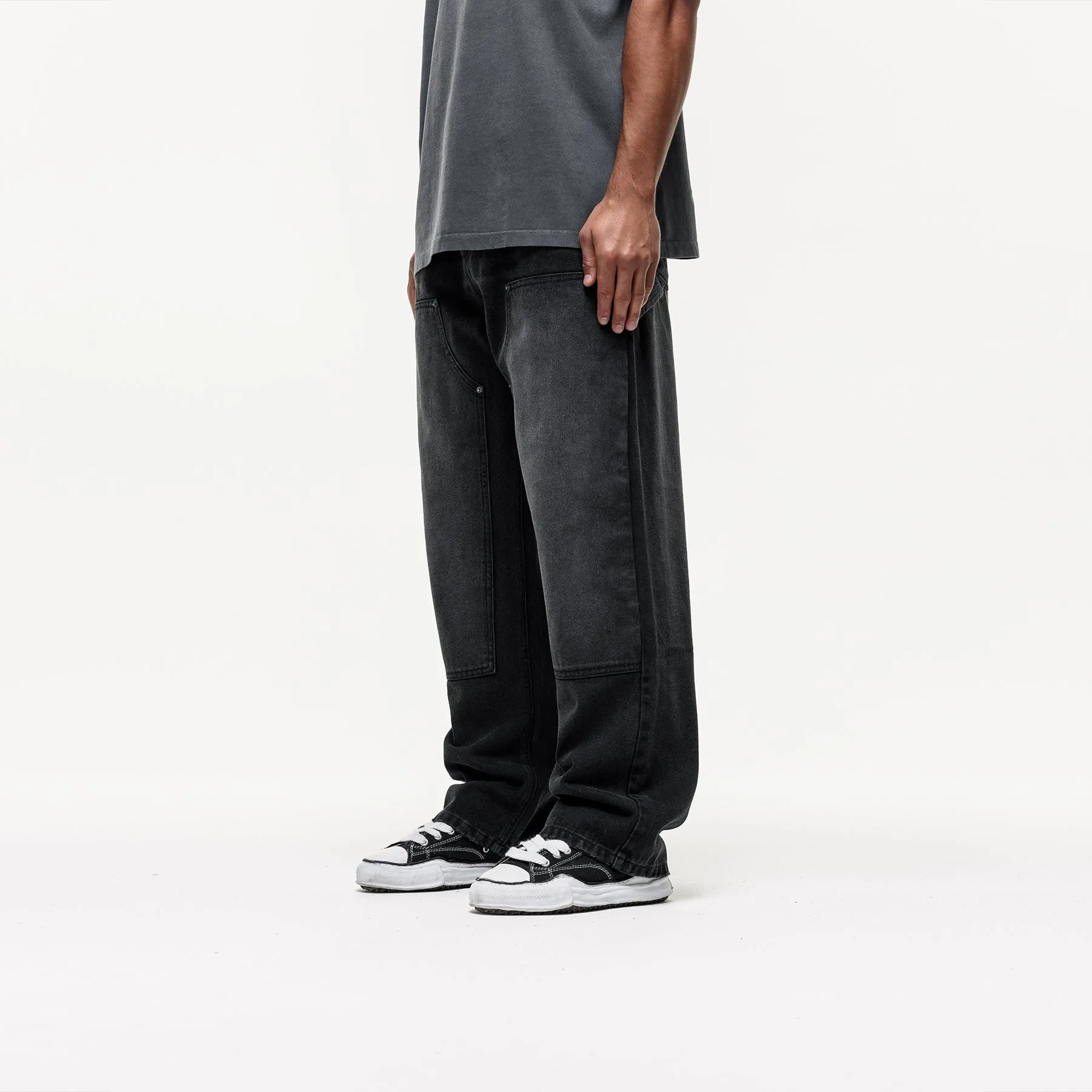Washed Black Traipes Denim Jean