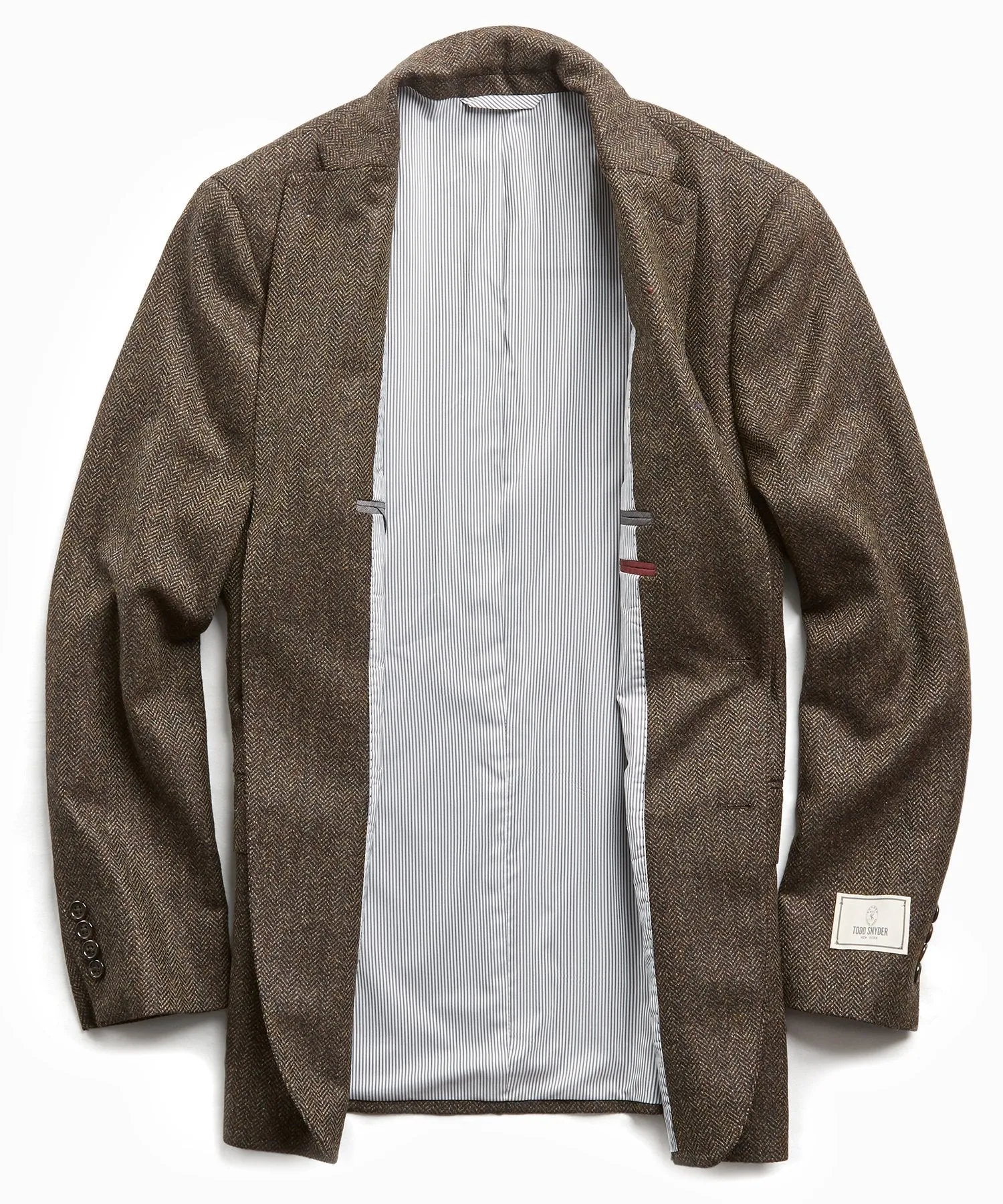 Wool Cashmere Herringbone Sutton Suit Jacket in Olive